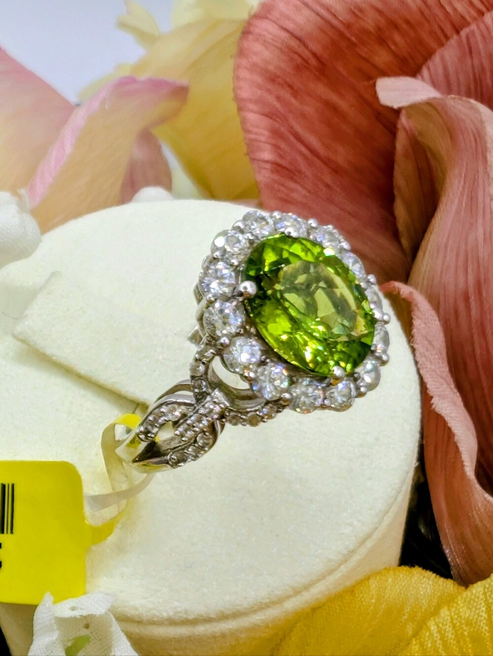 4.95ctw Hebei Peridot & Cambodian Zircon Platinum Plated 925 Silver - Picture 5 of 9